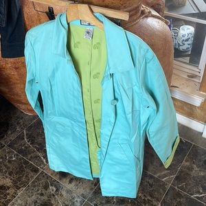 Caribbean Joe Green Spring raincoat Size S